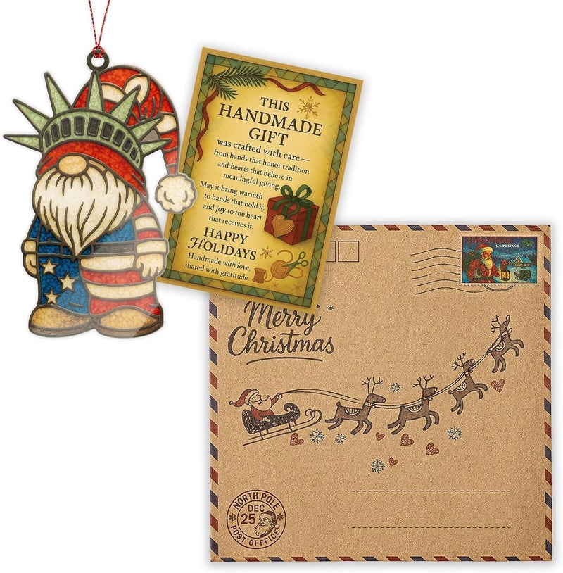 NELXI Gnome Christmas Tree Ornaments, Patriotic Christmas Ornaments, Patriotic Gnome Ornament in American Flag Colors, Gnome Gifts for Holiday Presents, Gift Exchange Ideas, Gnome Ornament Decorating Fun - Image 3